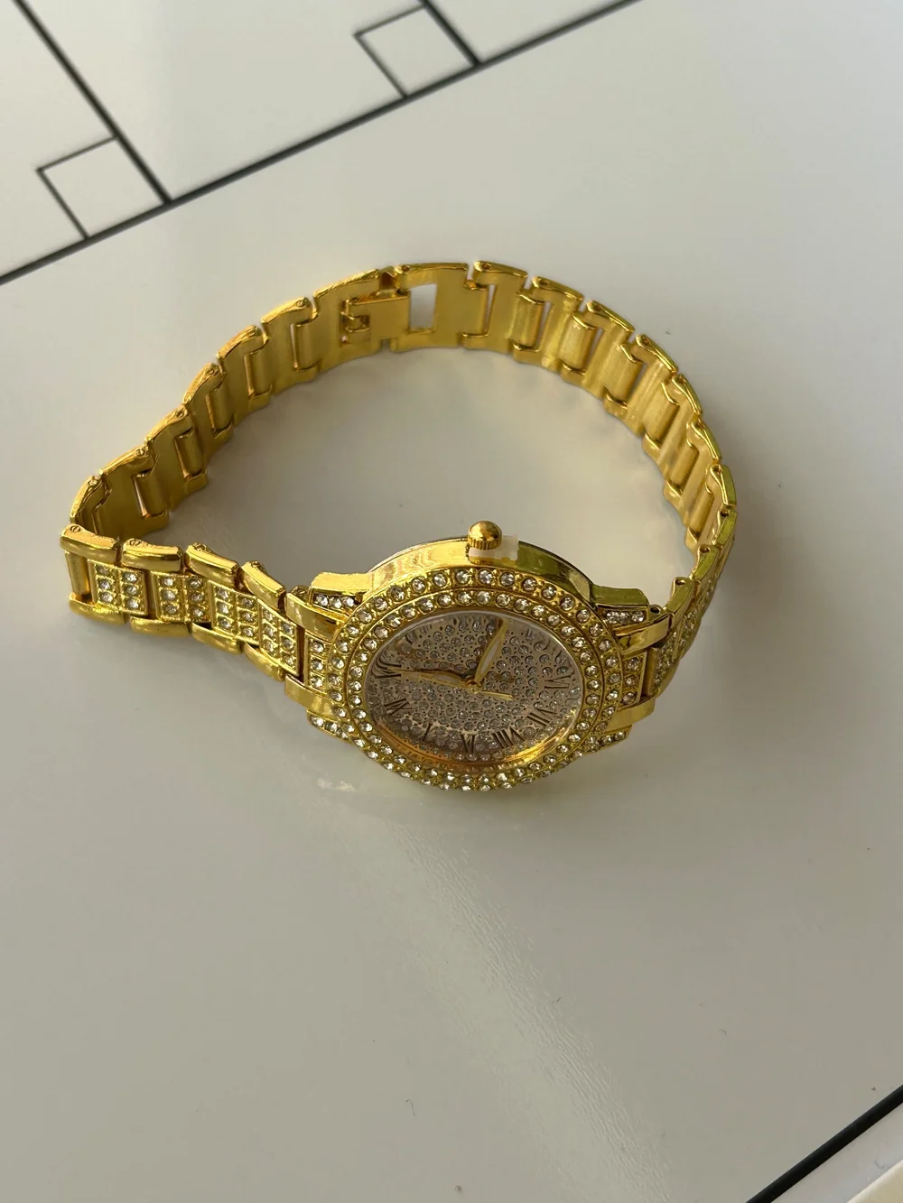 Gold Crystal-Accented Women's Bracelet Watch